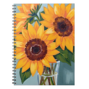 Carnet Bouquet de tournesols   Fleurs jaunes à l'aquarell