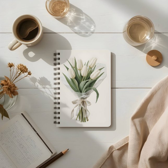 Carnet Bouquet délicat de tulipes blanches à l'aquarelle (Créateur téléchargé)