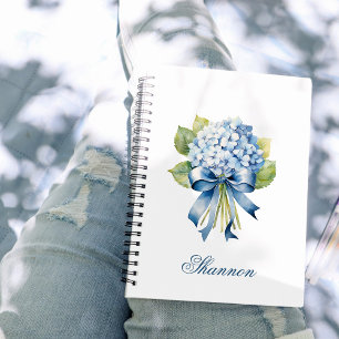 Carnet Bouquet d'hortensia bleu personnalisé demoiselle d
