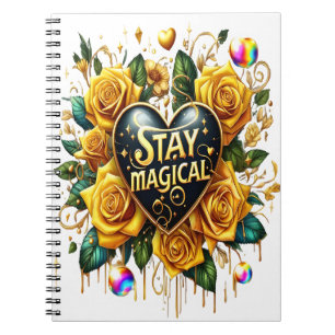 Carnet Bouquet enchanteur de Roses d'or et de coeur