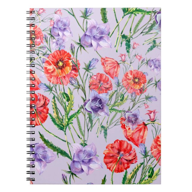 Carnet Bouquet fleur de cloche bleue, fleur de cloche ros (Devant)
