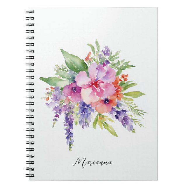 Carnet Bouquet floral aquarelle (Devant)