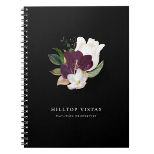 Carnet Bouquet floral violet ivoire moderne noir