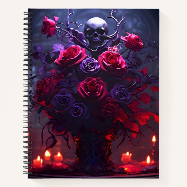 Carnet Bouquet gothique crâne et bougies (Devant)