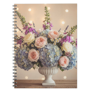Carnet Bouquet romantique de hortensias et de roses paste