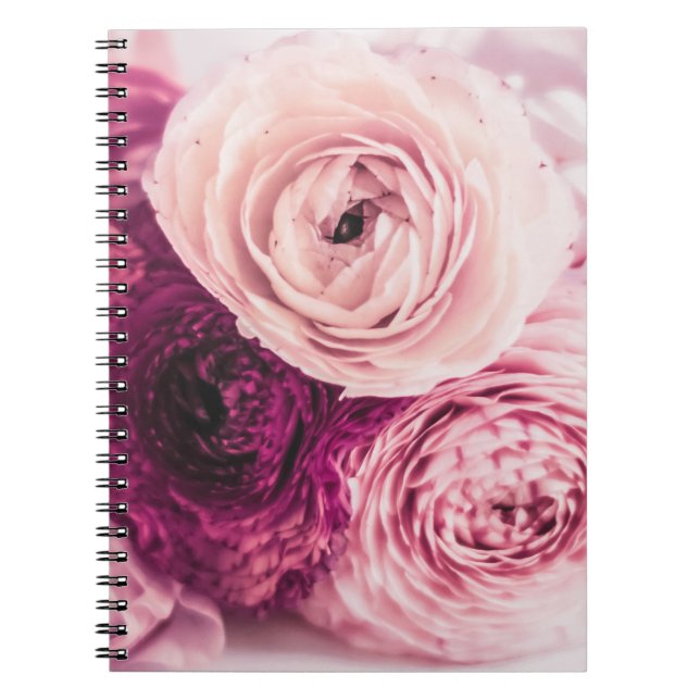 Carnet Bouquet rose romantique : marque vintage. (Devant)