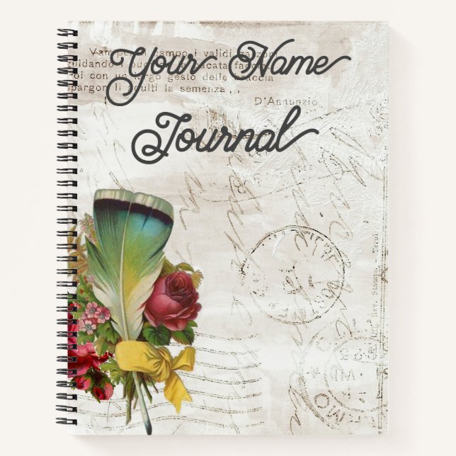 Carnet Bouquet vintage en plumes Carte postale (Devant)