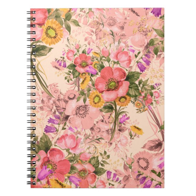 Carnet Bouquets motif rococo sans couture. Belle bouque (Devant)