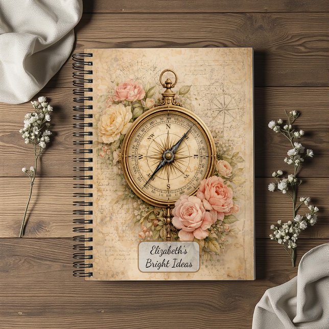Carnet Boussole Vintage avec Roses (Créateur téléchargé)