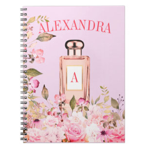 Carnet Bouteille de parfum pourpre Floral Joli Chic Monog