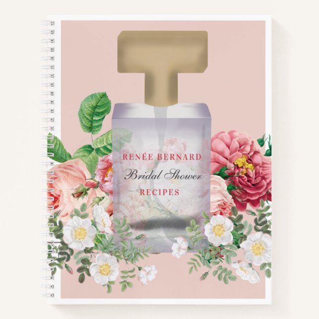 Carnet Bouteille de parfum rose Fête des mariées florale  (Devant)