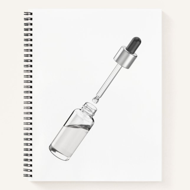 Carnet Bouteille en verre ouvert avec pipette (Devant)