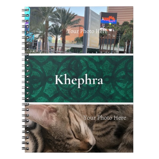 Carnet Bouteille Green Batik Photo Collage, Bordure, Nom (Devant)