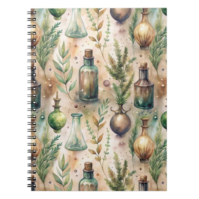 Carnet Bouteilles d'Apothicairerie Cottagecore Botanique (Devant)
