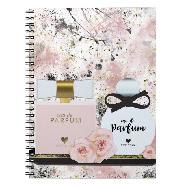 Carnet Bouteilles de parfum de New York Or & Roses Roses  (Devant)