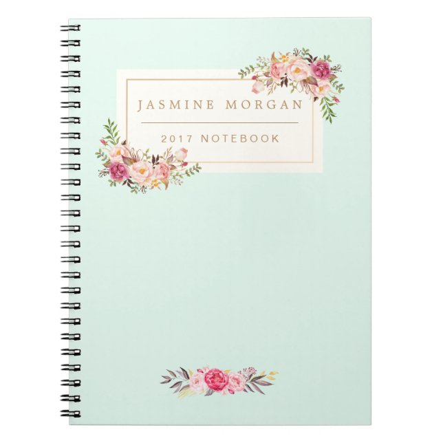 Carnet Boutique florale d'aquarelle en pastel chic (Devant)