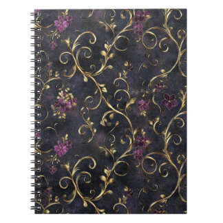 Carnet Boutique florale dorée de minuit