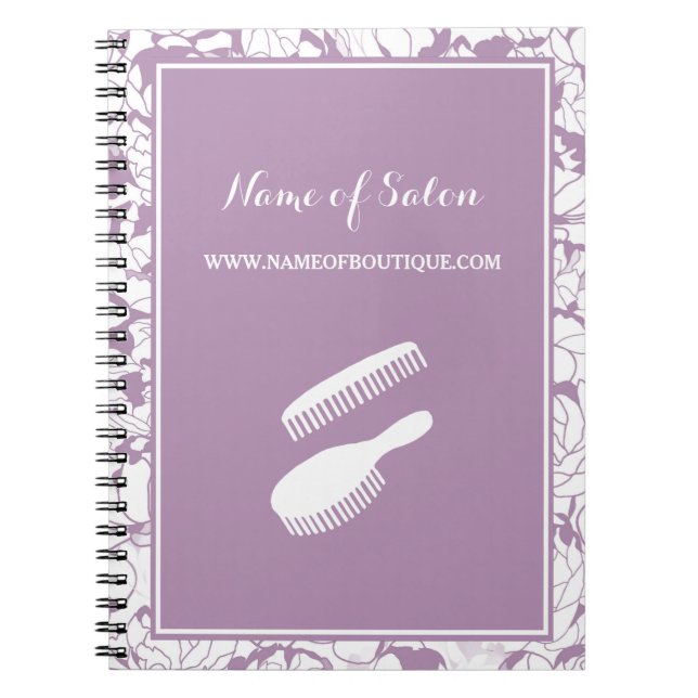 Carnet Boutique moderne violet fleurie cheveux et beauté (Devant)