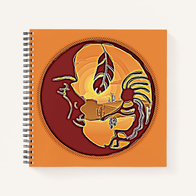 Carnet Bouton de paysage - Kokopelli Moon Feather 1 (Devant)