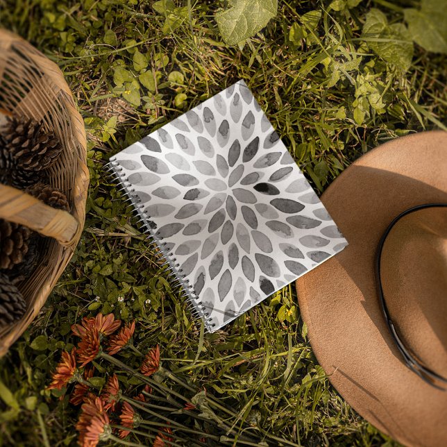 Carnet Boutons de brosse d'aquarelle - noir et blanc (Créateur téléchargé)