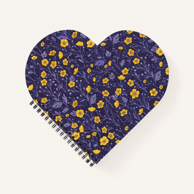 Carnet Boutons jaunes et violets (Devant)