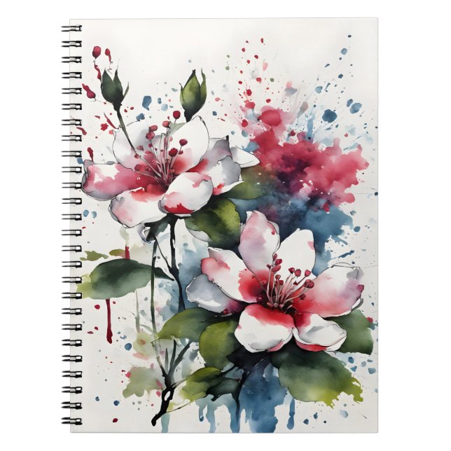 Carnet Bouvardia - Fleurs à l'aquarelle (Devant)