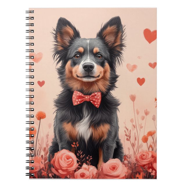 Carnet Bovins australiens avec des roses - Saint-Valentin (Devant)