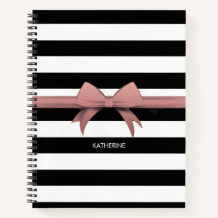 Carnet Bow rose et rayures