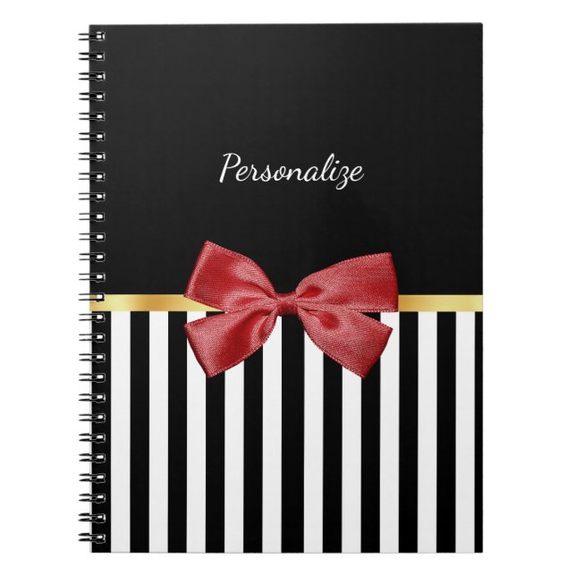 Carnet Bow rouge classique Grandes noires et blanches ave (Devant)