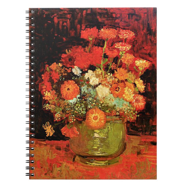 Carnet Bowl avec Zinnias par Vincent van Gogh, (Devant)