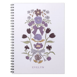 Carnet Bows et fleurs pourpre rustique