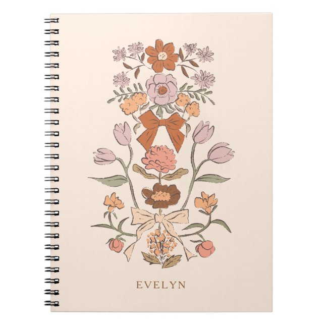 Carnet Bows et fleurs Terracotta rustique (Devant)