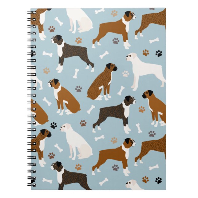 Carnet Boxer Dog Bones and Paws (Devant)