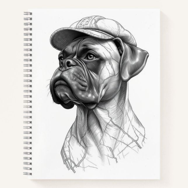 Carnet Boxer Dog Marble Statue Vintage Style Notebook (Devant)
