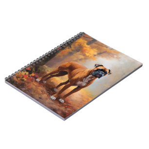 Carnet Boxeur dans les feuilles d'automne qui tombent ins
