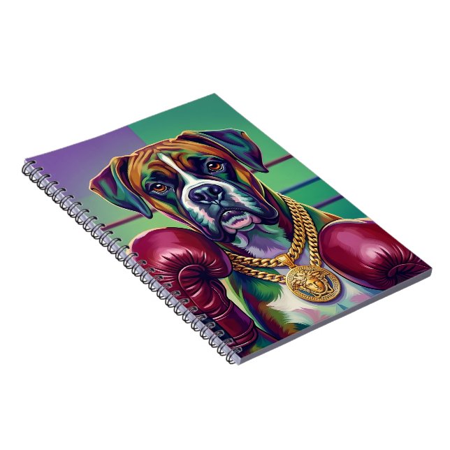 Carnet Boxeur de chien de boxe d'art pop moderne athlète (Côté Droit)