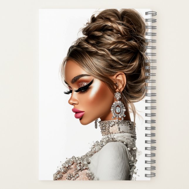 Carnet  Braided Elegance Glam Girl Spiral Notebook (Verso)