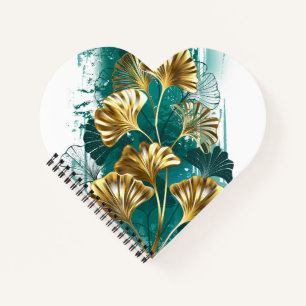 Carnet Branche avec Feuilles d'or Ginko Biloba