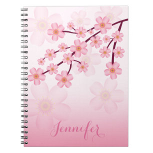 Carnet Branche de Sakura à Fleurs de Cerisier Roses avec
