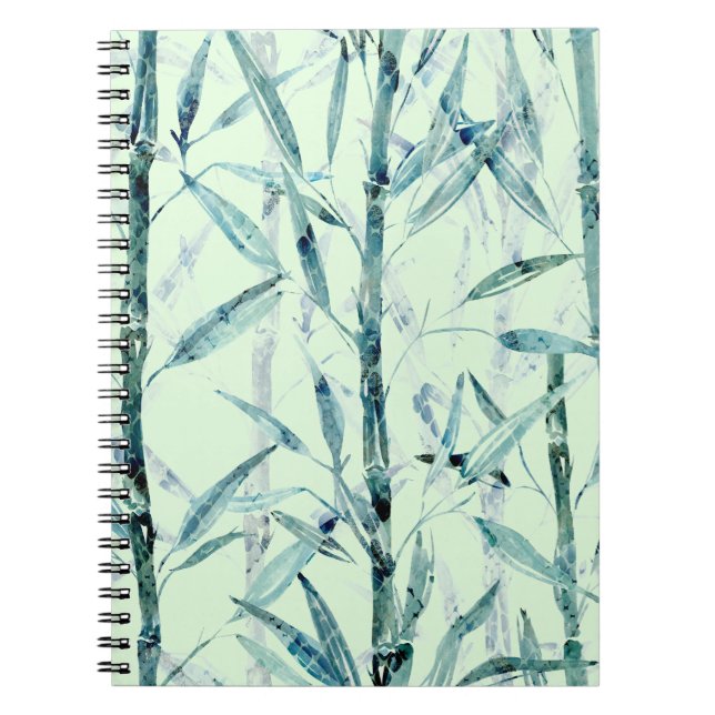 Carnet Branches, blanc, vert, leaves, bamboo (Devant)