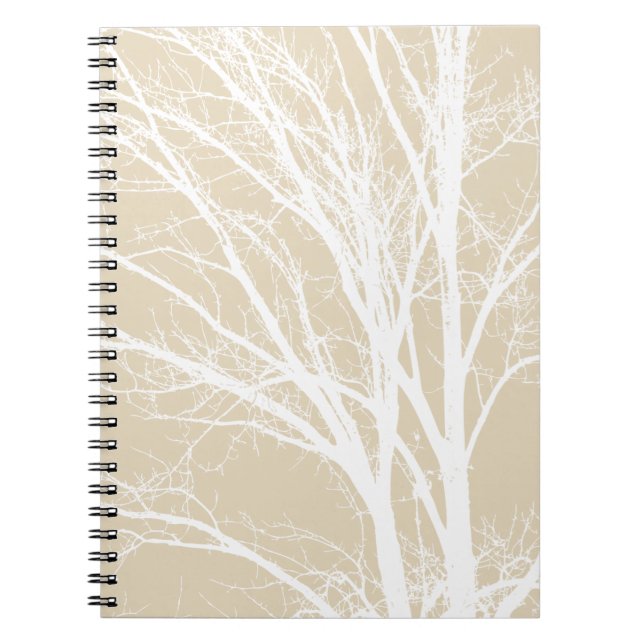 Carnet Branches d'arbre blanc crème rustique (Devant)