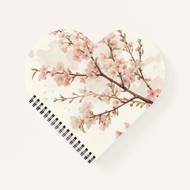 Carnet Branches de fleurs de cerisier rose pâle (Devant)