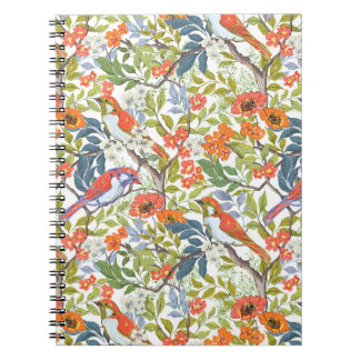Carnet Branches de jardin avec fleurs Feuilles et oiseaux