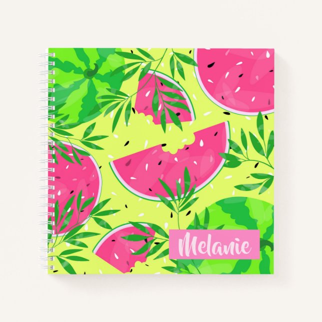 Carnet Branches de pastèque d'été Tropical Personnalisé (Devant)