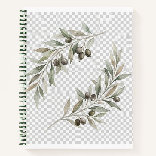 Carnet Branches d'olive aquarelle – Botanique scandinave (Devant)