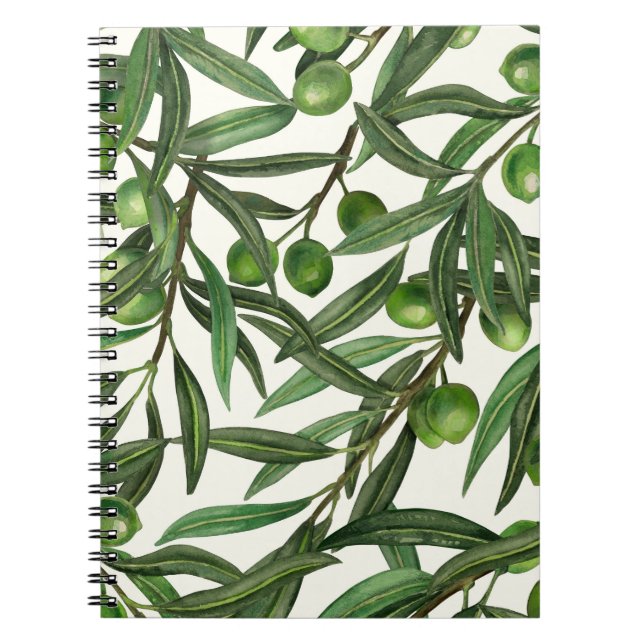 Carnet Branches d'olive sur blanc (Devant)