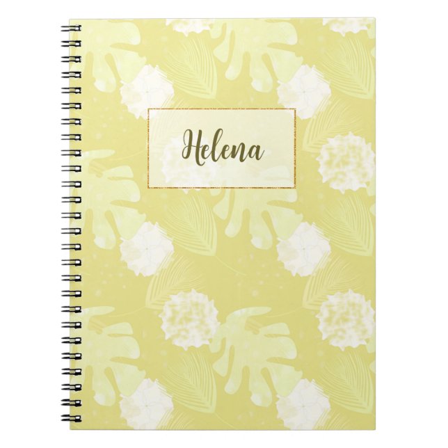 Carnet Branches, feuilles et fleurs de couleur beige lait (Devant)