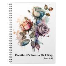 Breathe It's Go Be OK Aquarelle Rose Blanc