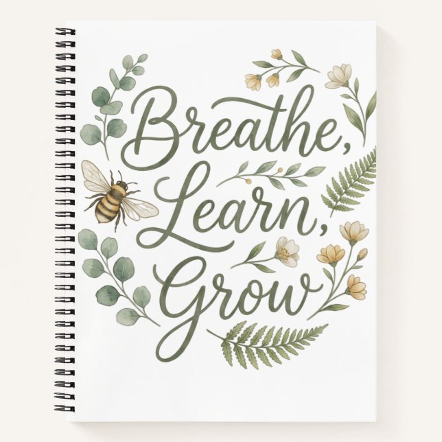Carnet Breathe Learn Grow Mindfulness for mindful living  (Devant)