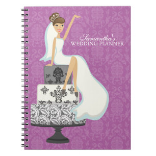 Carnet Bride Brunette sur gâteau Mariage {orchid}